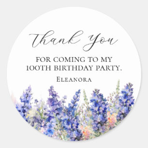 100. Geburtstag Blue July Birth Blume Custom Flat Runder Aufkleber