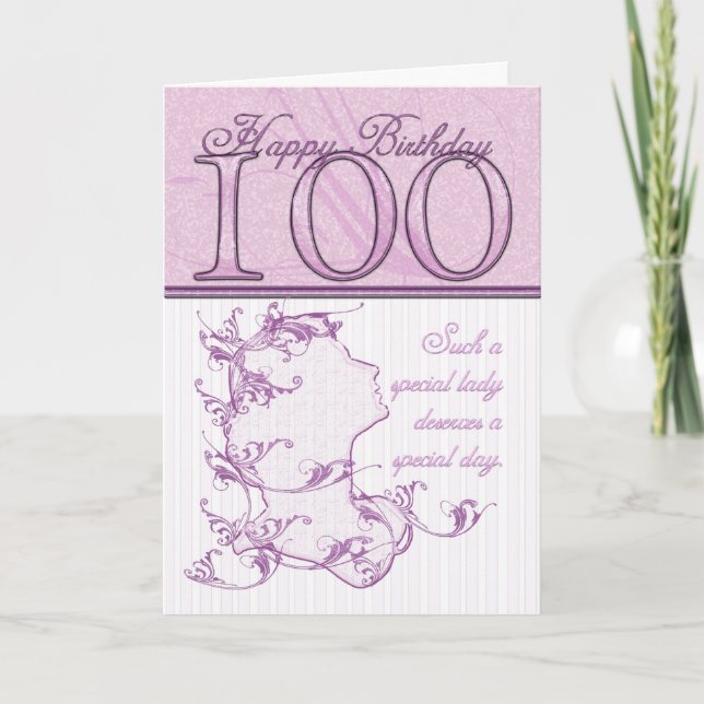 100. Geburtstag Cameo Card Rosa Karte (Vorderseite)