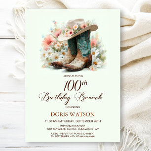 100. Geburtstag Cowgirl Boots Birthday Brunch Einladung