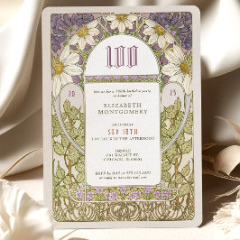 100. Geburtstag Einladung Art Nouveau Daisies