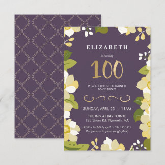 100. Geburtstag Einladung individuell Floral mit G