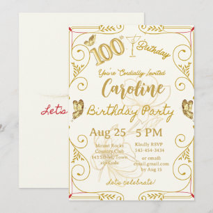 100. Geburtstag Elegant Einladung