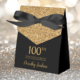 100. Geburtstag Gold Glitter Danke Geschenkschachtel