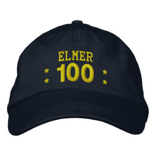 100 Geburtstag Individuelle Name NAVY und YELLOW V Bestickte Kappe