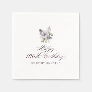 100. Geburtstag Lila Lilac Spring Blume Serviette