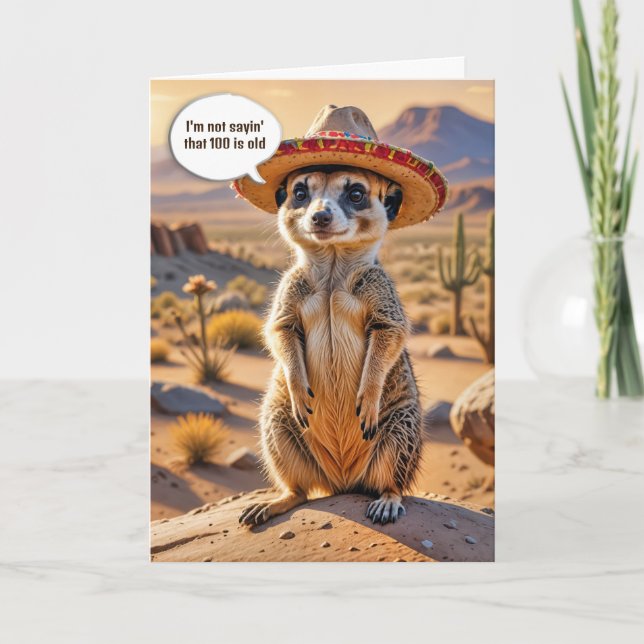 100. Geburtstag Meerkat Tragen eines Sombrero Karte (Vorderseite)