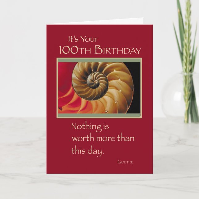 100. Geburtstag Muschel Rot Karte (Vorderseite)