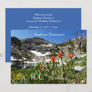 100. Geburtstag, Name, Berge, Wildblumen Einladung