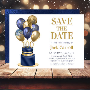 100. Geburtstag Navy Blau Ballon Torte Save The Date