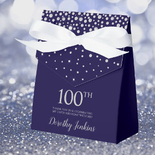 100. Geburtstag Navy Blau Funkelnde Dankeschön Geschenkschachtel
