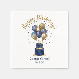 100. Geburtstag Navy Blue Balloon Cake Serviette