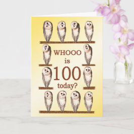 100. Geburtstag, neugierige Eulen Karte