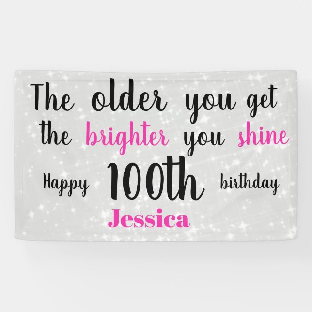 100. Geburtstag personalisiert Banner (Horizontal)