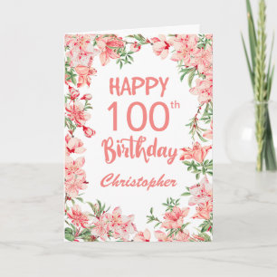 100. Geburtstag Pink Peach Peonies Floral Karte