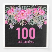 100. Geburtstag pinkfarbene Party Servietten