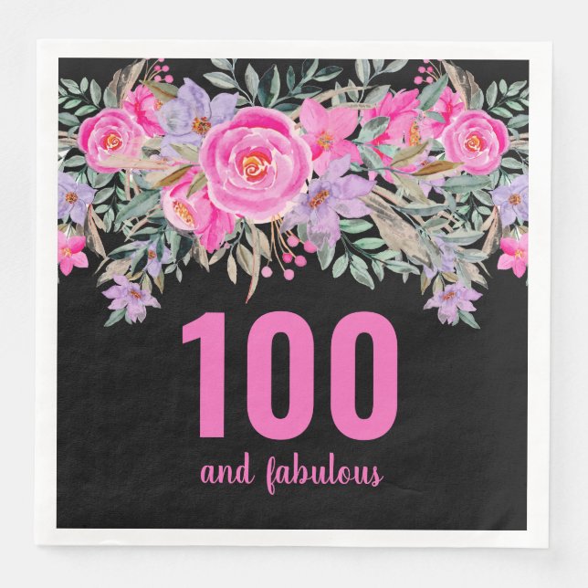 100. Geburtstag pinkfarbene Party Servietten (Vorderseite)