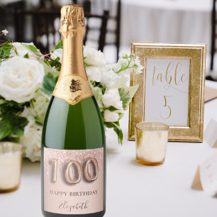 100. Geburtstag Rose Gold Glitzer Rosa Ballon Text
