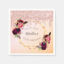 100. Geburtstag Rose Gold rosa geometrische Glitze