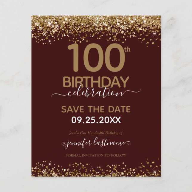 100. Geburtstag Save the Date Einladung (Vorderseite)