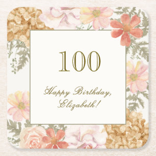 100. Geburtstag Untersetzer Herbstfarben Floral El
