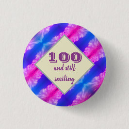 100 Geburtstag Vivid Blue Pink Milestone Feier Button