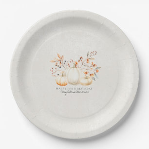 100. Geburtstag White Pumpkin Herbstlaubs Custom Pappteller