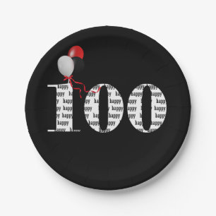 100. Geburtstagsballons Pappteller