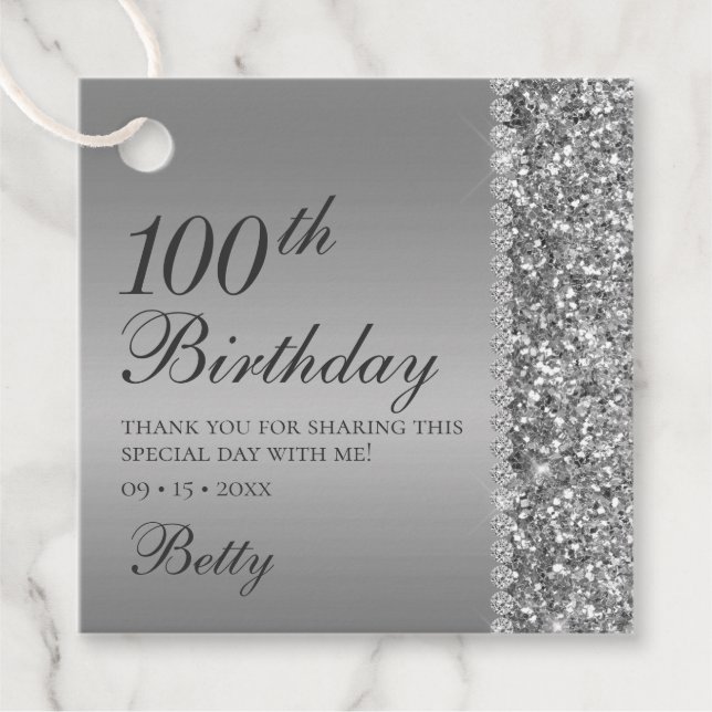 100. Geburtstagseleganz Geschenkanhänger (Vorderseite)