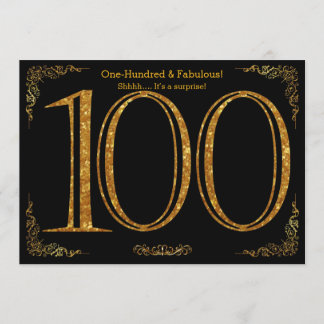 100. Geburtstagsfeier,Great Gatsby,Black Gold Glit Einladung
