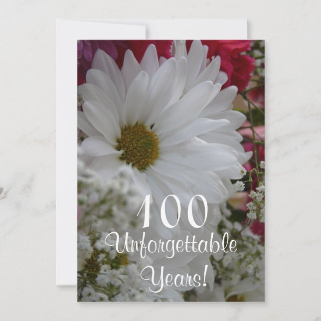 100. Geburtstagsfeier/White Daisy Bouqet Einladung (Vorderseite)