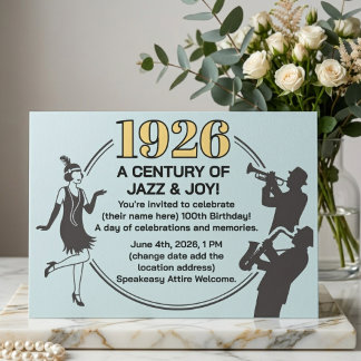 100. Geburtstagskarte 1920er Jahre Speakeasy Flapp Einladung