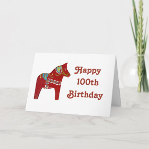 100. Geburtstagskarte mit Dala Horse Karte