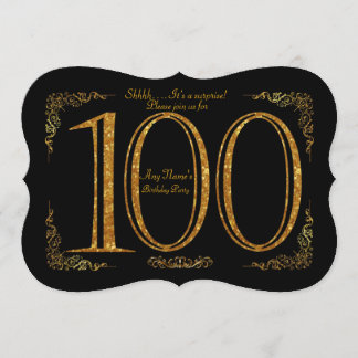 100. Geburtstagsparty 100., Gatsby, schwarz & gold Einladung