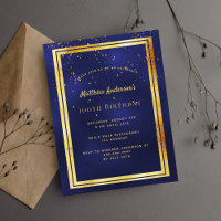 100. Geburtstagsparty blauen Gold glänzende Einlad