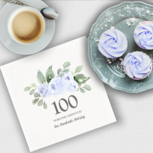 100. Geburtstagsparty Blue Rose Eukalyptus Serviette