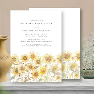 100. Geburtstagsparty Boho Summer Sunflower Garden Einladung