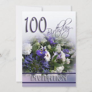 100. Geburtstagsparty Einladung - Blue Bouquet