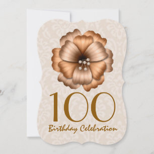 100. Geburtstagsparty Einladung GOLD Blume Bow 7
