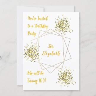 100. Geburtstagsparty Einladung Gold & White