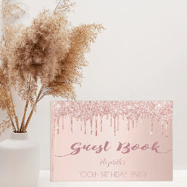 100. Geburtstagsparty Rose Gold Glitzer Tropfen pi Gästebuch