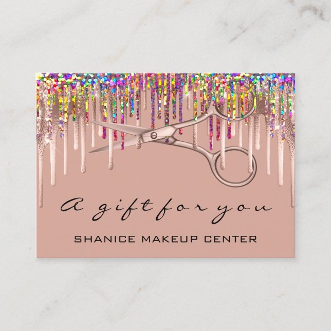 100 Geschenkgutschein Friseur Holograph Unicorn Visitenkarte (Vorderseite)