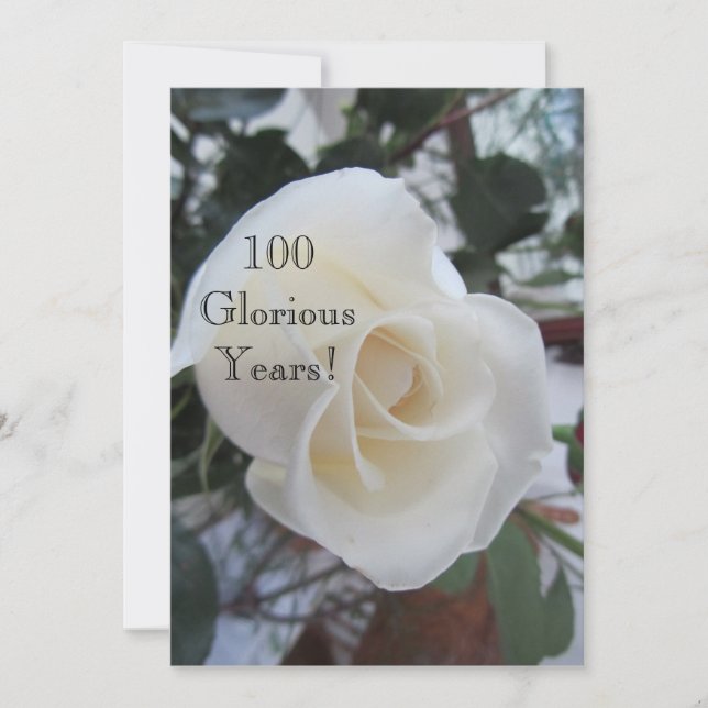 100 GloriousYears!-Birthday Celebration/White Rose Einladung (Vorderseite)