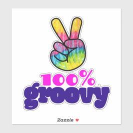 100% Groovy mit Rainbow Hand Peace Sign Aufkleber