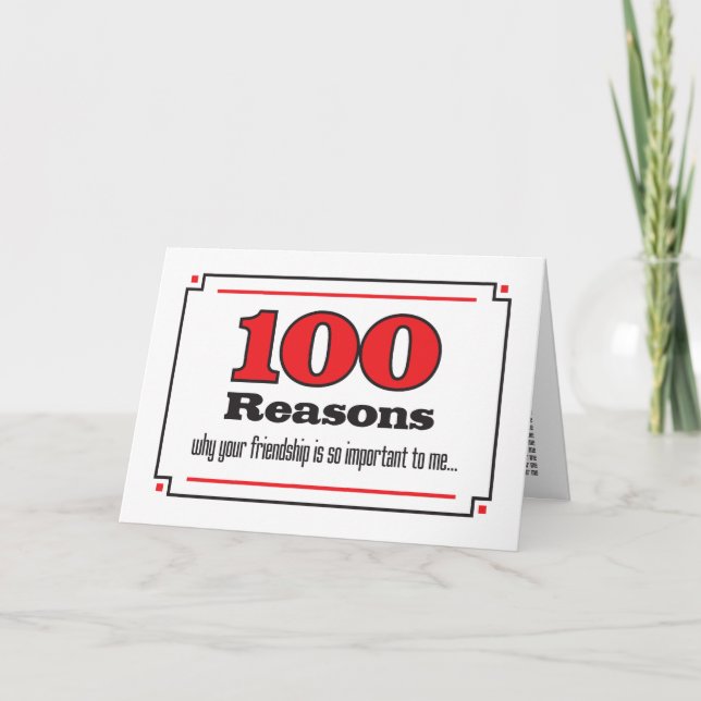 100 Gründe Freundschaftskarte Karte (Vorderseite)