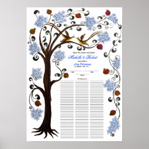 100 guests Quaker Wedding - Blue Tree of Life Poster