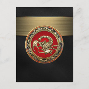 [100] Heiliger Goldener Skorpion auf Rot Postkarte