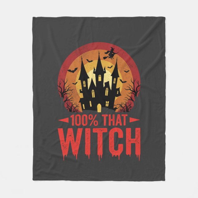 100% Hexen Halloween Schloss Fleecedecke (Vorderseite)