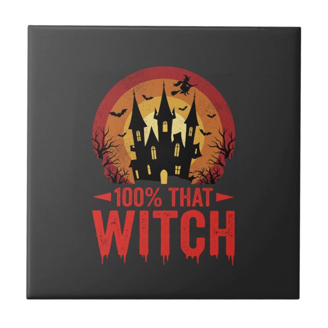100% Hexen Halloween Schloss Fliese (Vorderseite)