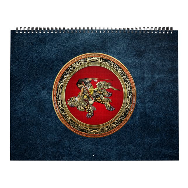 [100] Hokusai - Shoki Riding Shishi Lion Kalender (Titelbild)