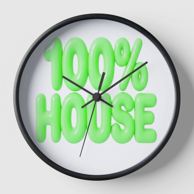 100% HOUSE GRÜNE SCHRIFTARTEN UHR (Vorderseite)